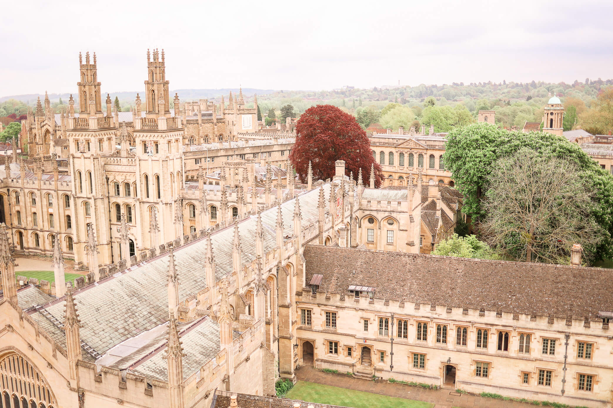 Aerial view of the top of Oxford wedding venues