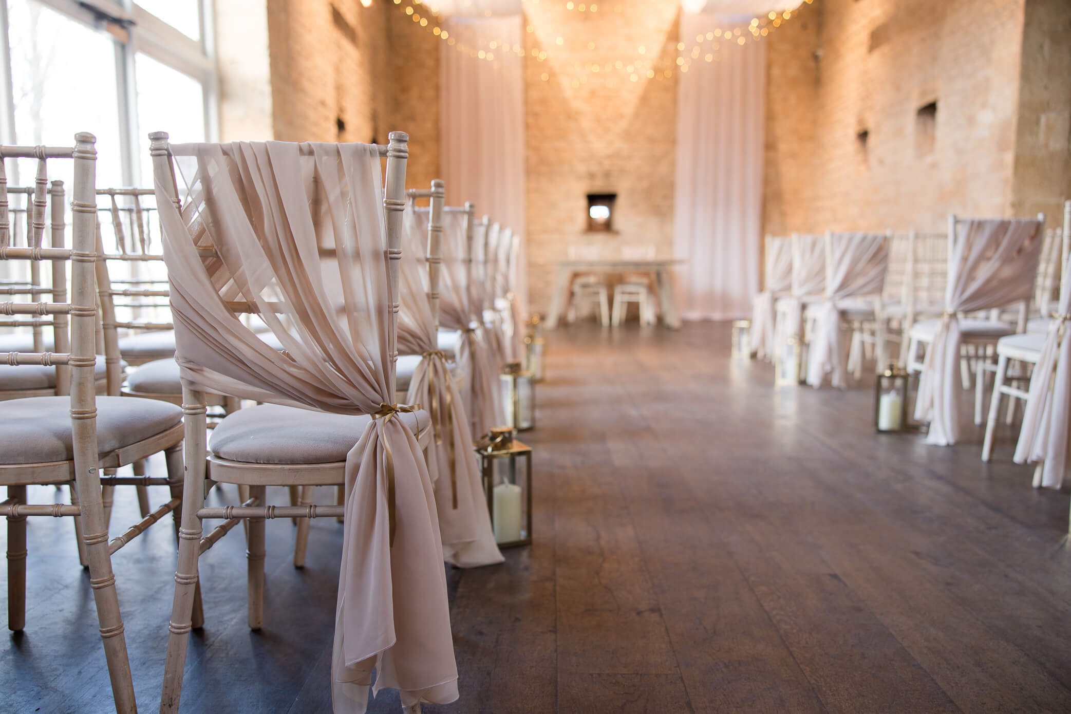Ceremony setup of Lapstone Barn wedding venue.