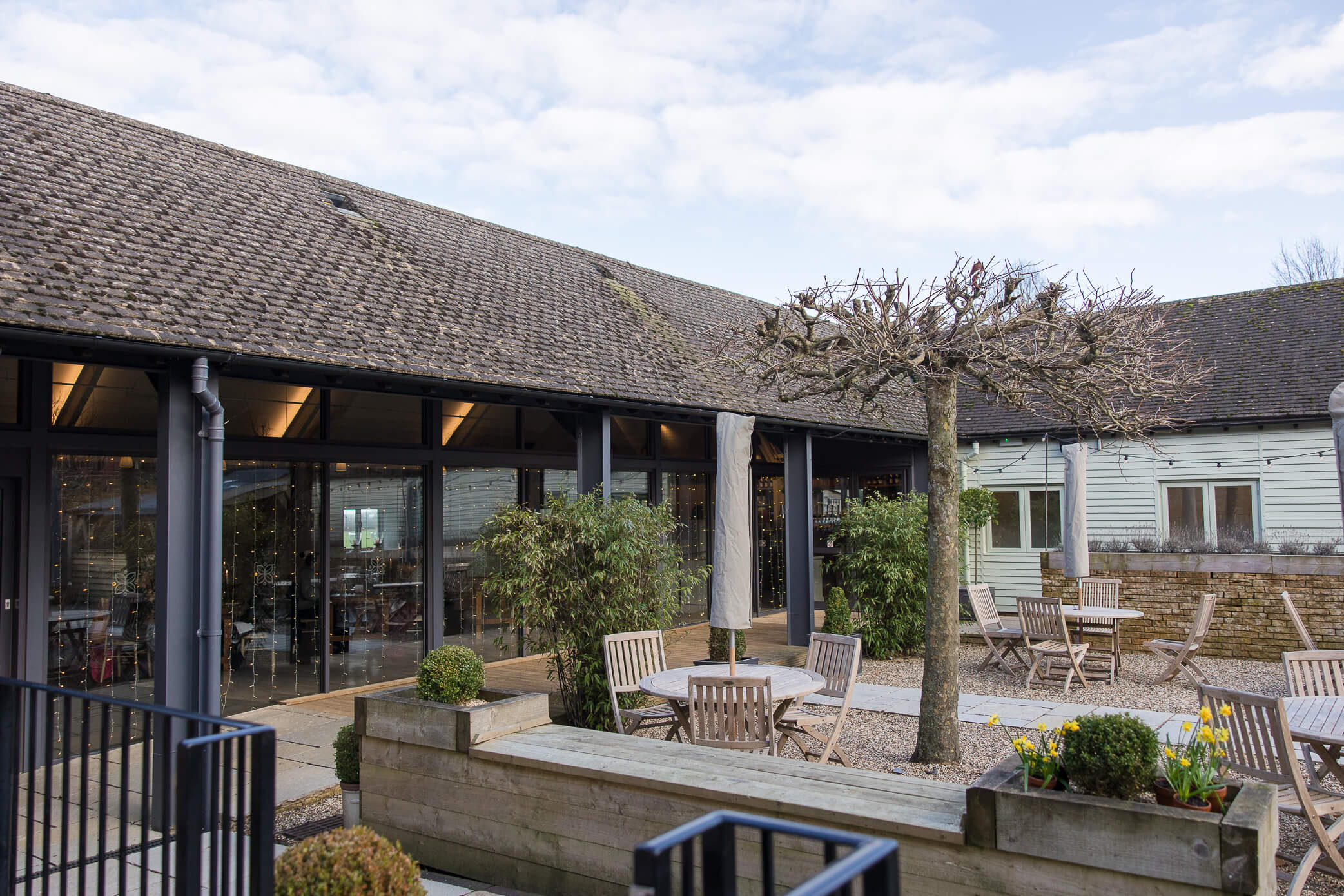 An empty courtyard which is for exclusive use of the wedding clients on their special day.