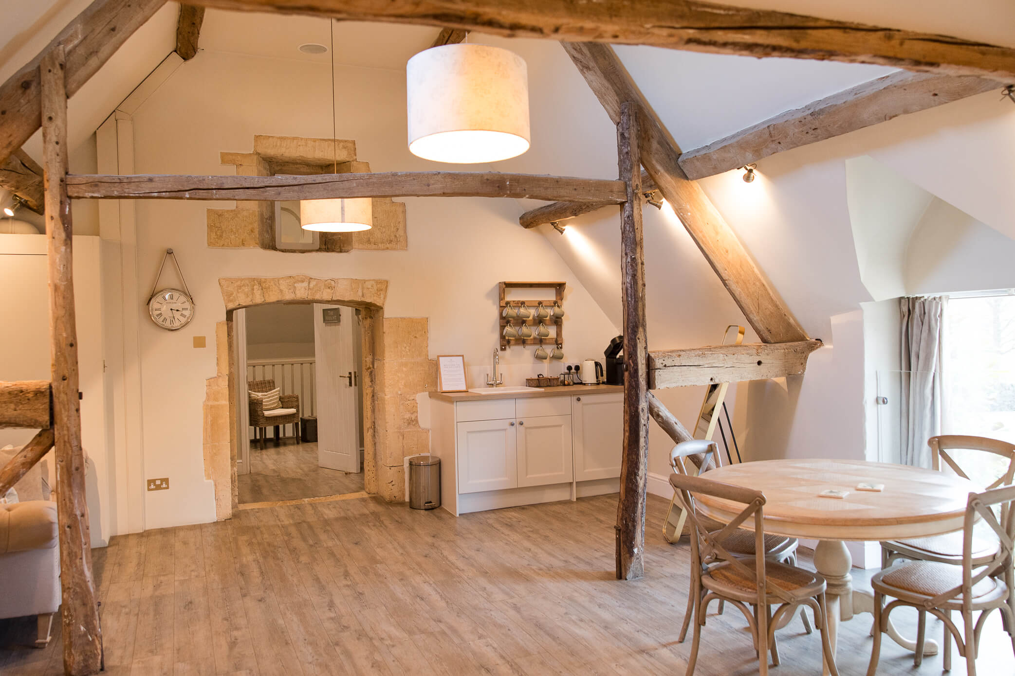 Getting ready room above the barn at Lapstone Barn wedding venue.