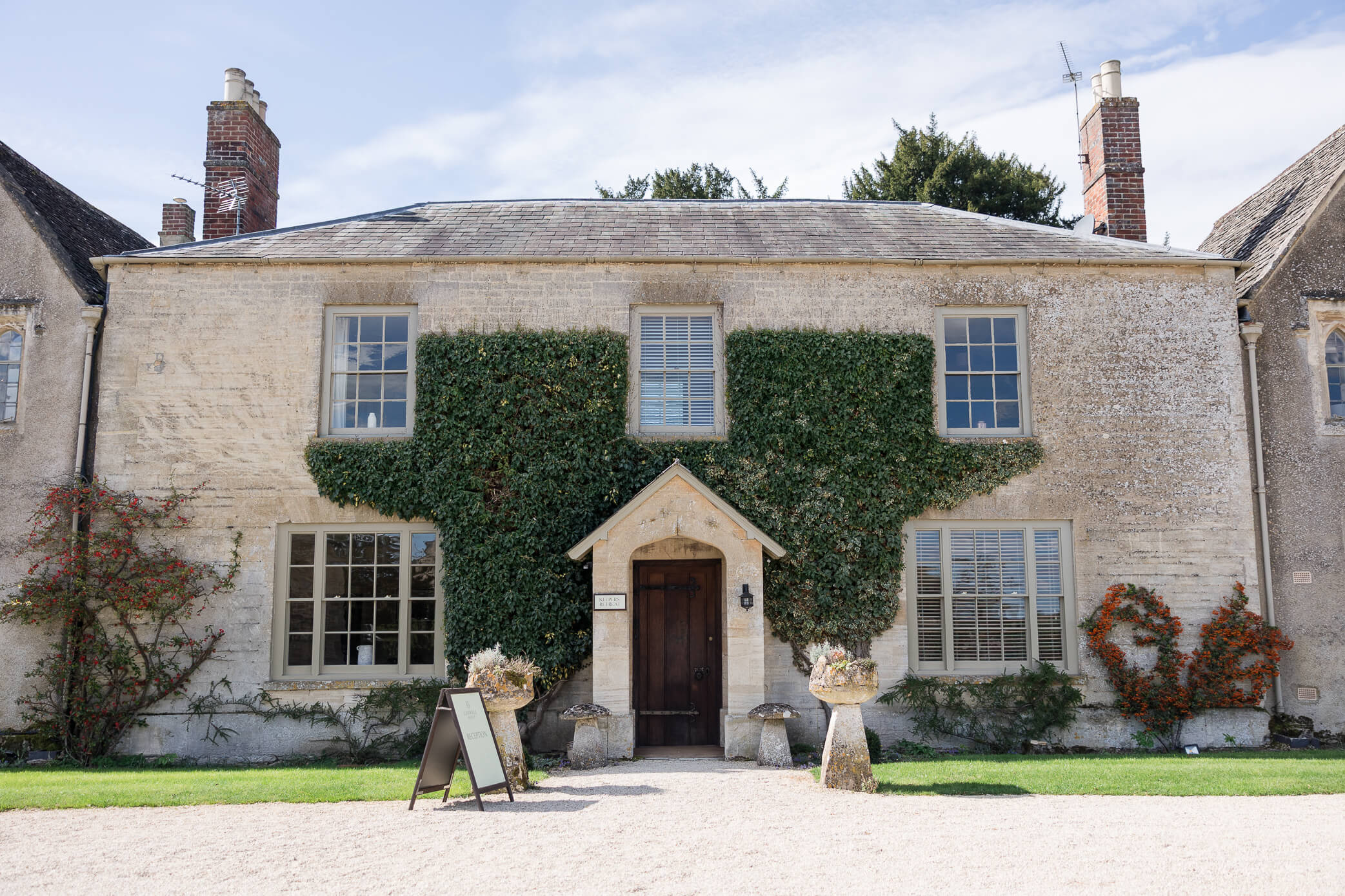 The front reception area and entrance to a Caswell House wedding